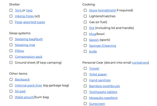 Kates Hiking Packing List